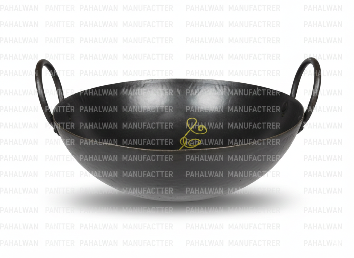 Black Iron Single Piece Kadai – Heavy-Duty Traditional Cooking Kadai
