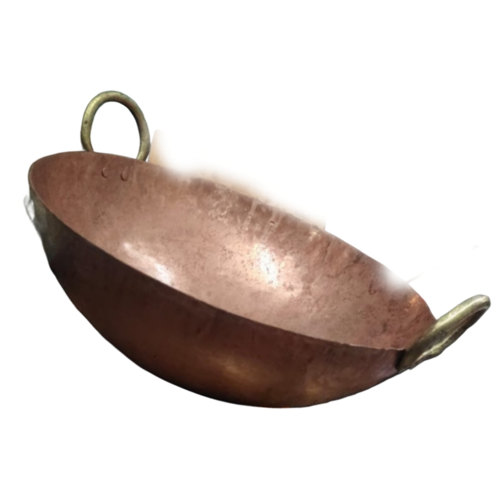 Copper Kadai (Karahi) with Brass Handles – Heavy Duty Commercial Cookware