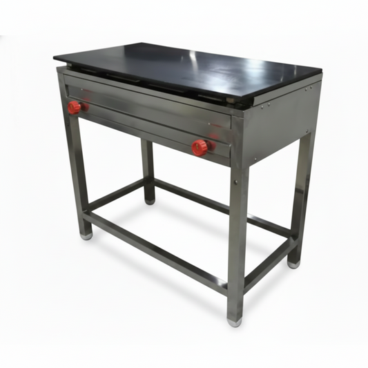 Commercial Double Burner Steel Dosa Bhatti | Stainless Steel Dosa Tawa Table