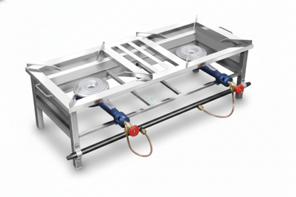 Commercial Double Burner Gas Stove – Heavy-Duty Stainless Steel Cooking Range