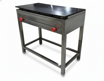 Commercial Double Burner Steel Dosa Bhatti | Stainless Steel Dosa Tawa Table