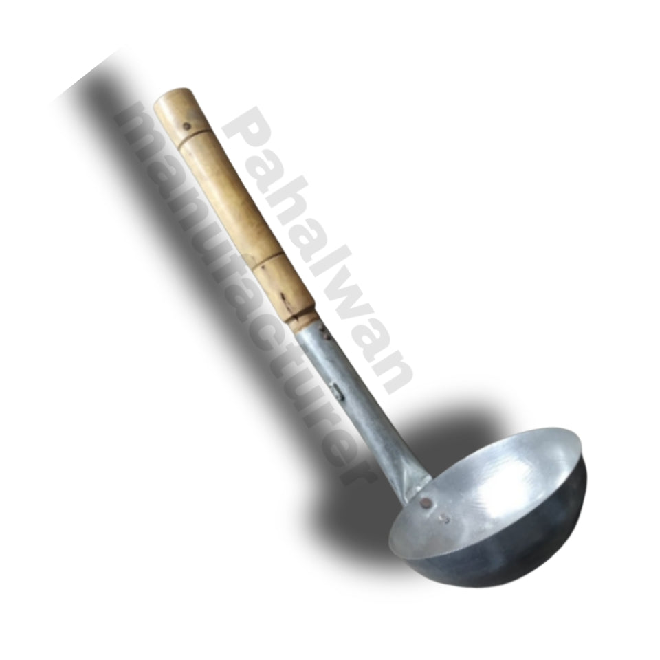 Iron Dori Dabbu ladle with wooden handle