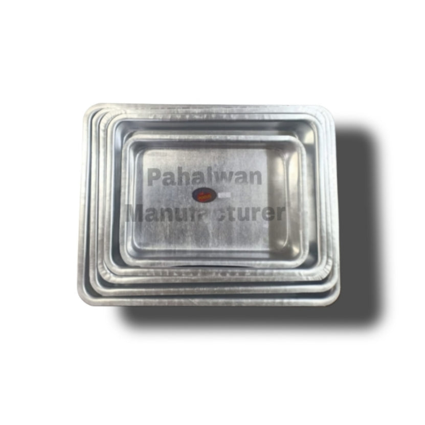 Moulders Aluminium Deep 5 Tray Set – Heavy-Duty Rasgulla & Rasmalai Baking Tray (Silver)