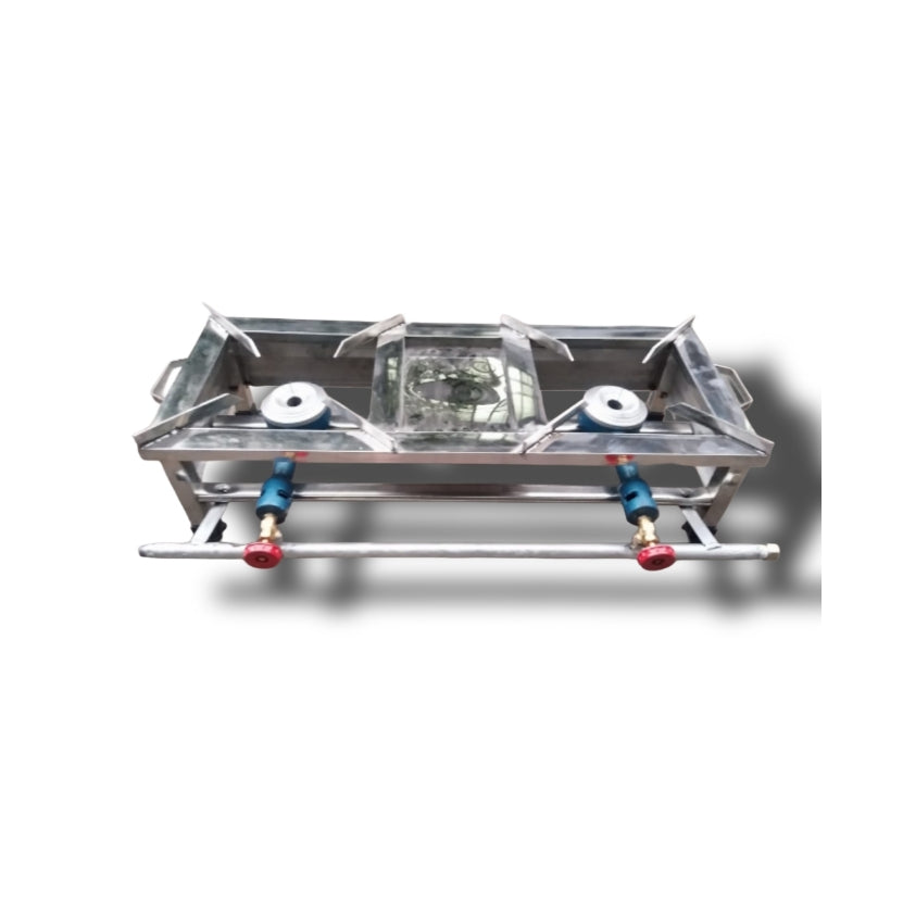 Commercial Double Burner Gas Stove – Heavy-Duty Stainless Steel Cooking Range