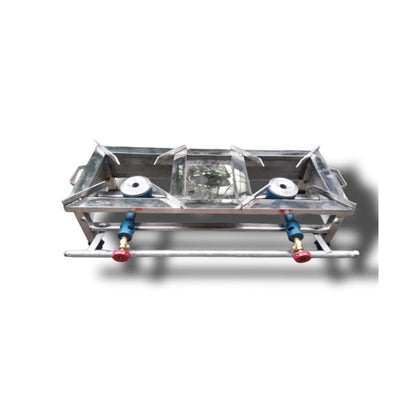 Commercial Double Burner Gas Stove – Heavy-Duty Stainless Steel Cooking Range