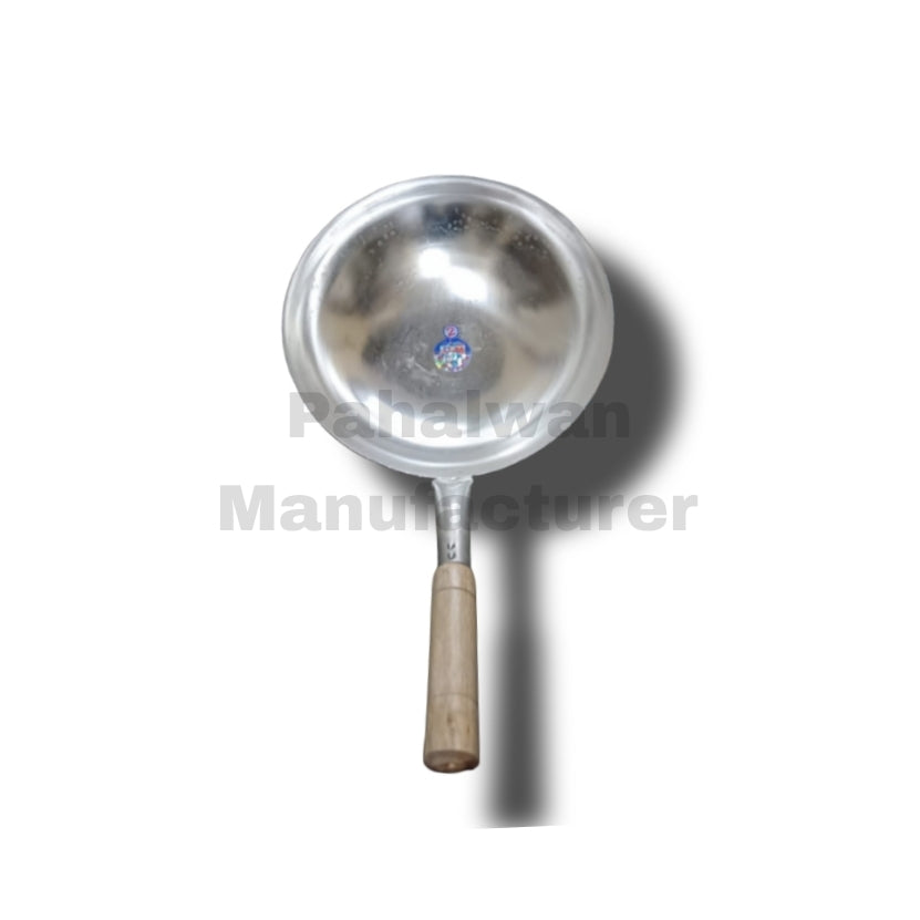 Iron Chinese Kadai (Wok) with Wooden Handle – Heavy-Duty Commercial Wok