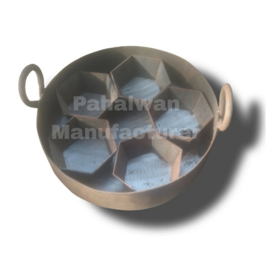 Heavy-Duty Iron Ghewar Tawi with 5 Integrated Star Moulds
