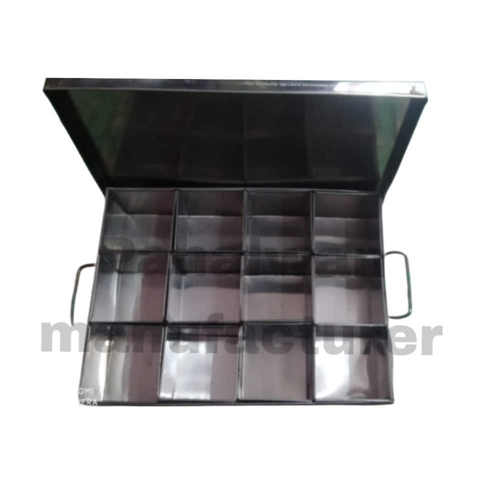 12 Compartment Stainless Steel Masala Dani with Lid – Commercial Spice Box