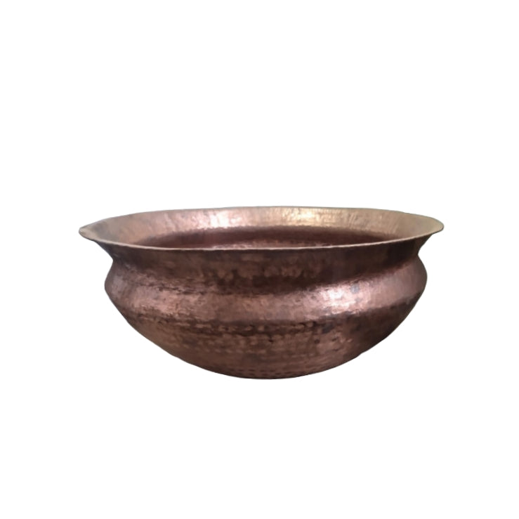Traditional Hammered Copper Degchi | Wide-Mouth Handi for Halwai & Commercial Kitchens