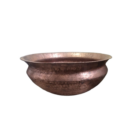 Traditional Hammered Copper Degchi | Wide-Mouth Handi for Halwai & Commercial Kitchens