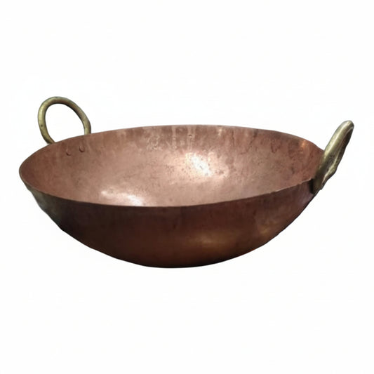 Copper Kadai (Karahi) with Brass Handles – Heavy Duty Commercial Cookware