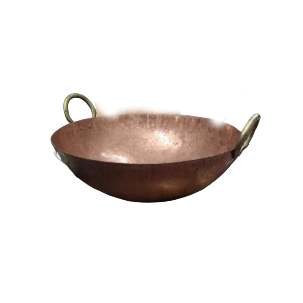 Copper Kadai (Karahi) with Brass Handles – Heavy Duty Commercial Cookware