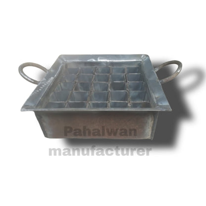 Iron Square Ghewar Tawi with 25-Piece Mould Set – Heavy-Duty Professional Mithai Making Equipment