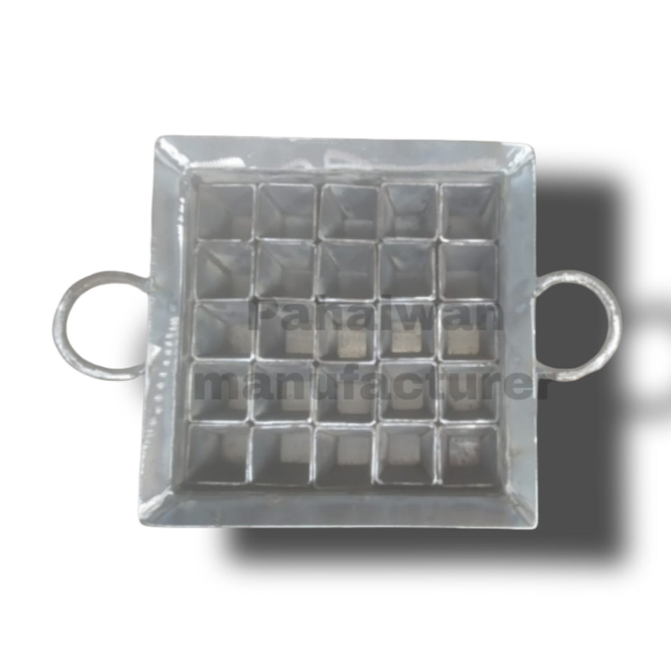 Iron Square Ghewar Tawi with 25-Piece Mould Set – Heavy-Duty Professional Mithai Making Equipment