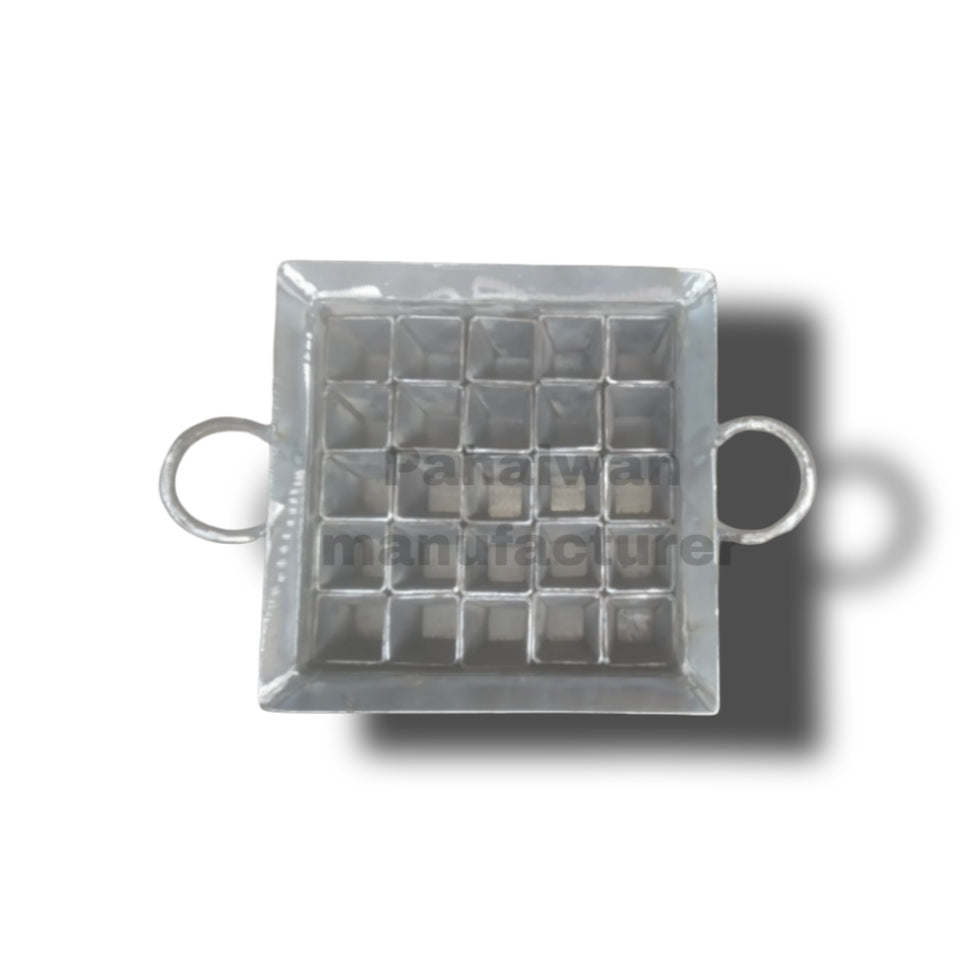 Iron Square Ghewar Tawi with 25-Piece Mould Set – Heavy-Duty Professional Mithai Making Equipment