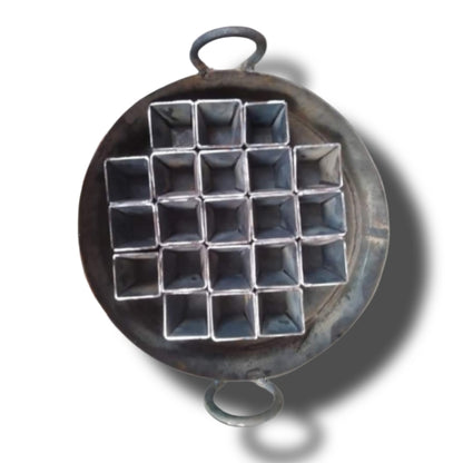 Iron Ghewar Tawi with 3-Inch Square Mould – Heavy-Duty Professional Ghewar Making Tawi