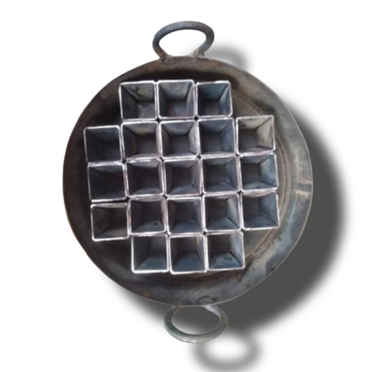 Iron Ghewar Tawi with 3-Inch Square Mould – Heavy-Duty Professional Ghewar Making Tawi