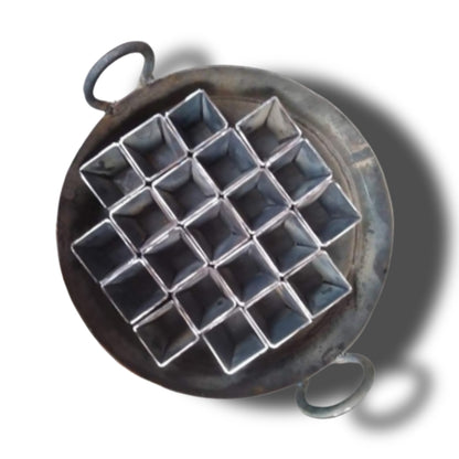 Iron Ghewar Tawi with 3-Inch Square Mould – Heavy-Duty Professional Ghewar Making Tawi