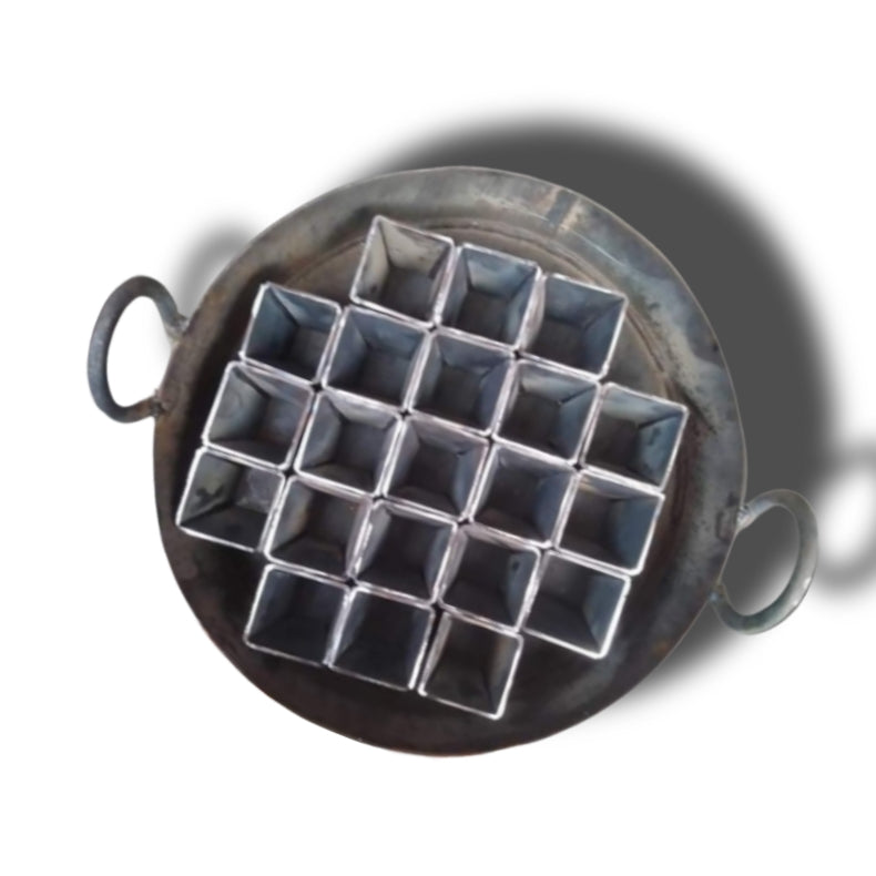 Iron Ghewar Tawi with 3-Inch Square Mould – Heavy-Duty Professional Ghewar Making Tawi
