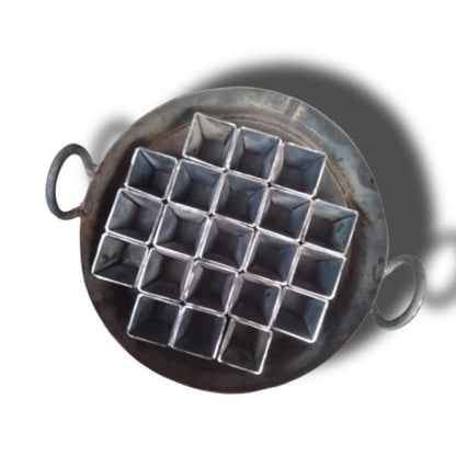 Iron Ghewar Tawi with 3-Inch Square Mould – Heavy-Duty Professional Ghewar Making Tawi