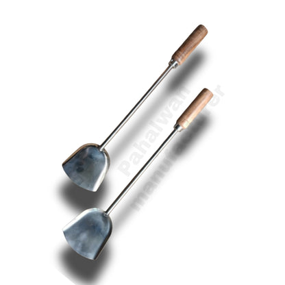 Stainless Steel Palta with Wooden Handle Set Of 2 – Heavy Duty Multi-Purpose Cooking Spatula
