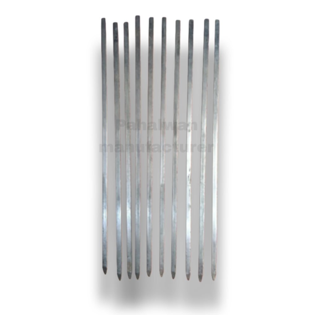 BBQ Steel Kabab Seekh Skewers – Set of 10 Heavy Duty Tandoori & BBQ Skewers