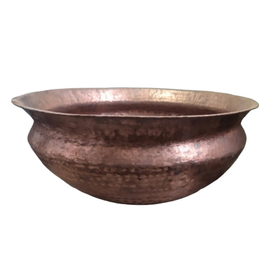 Traditional hammered copper Degchi with wide mouth