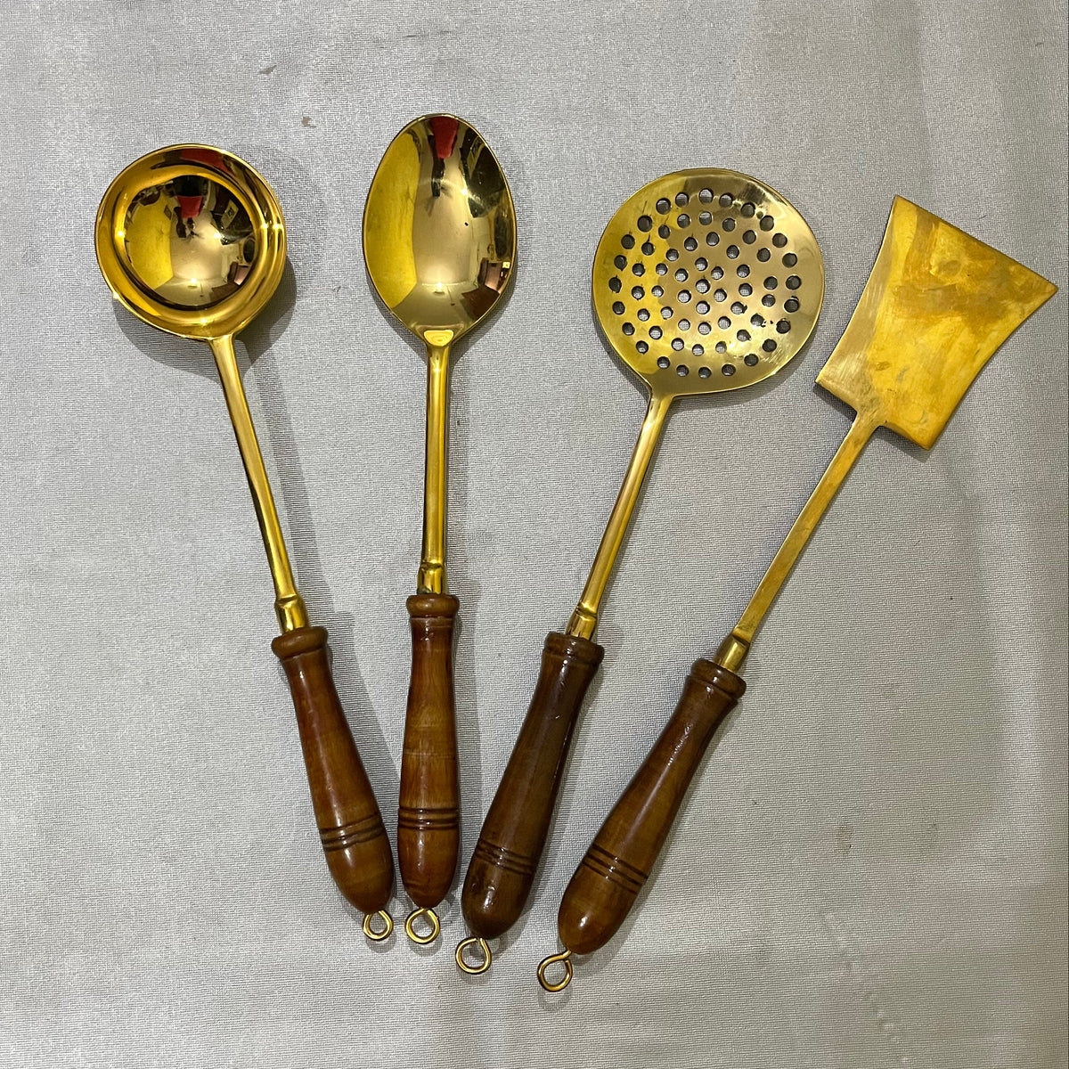  brass kitchen utensils
