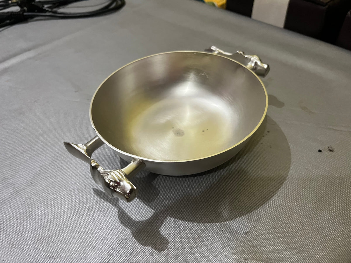 silver plated brass serving bowl 