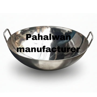 steel Kadai with diamond polish