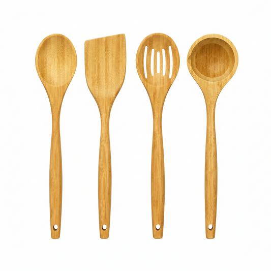 wooden kitchen cooking utensils with spoons and spatula